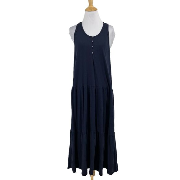 Sundry Tank Dress Womens 2 M Medium Navy Racerback Sleeveless Tiered Midi - Picture 1 of 14